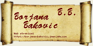 Borjana Baković vizit kartica